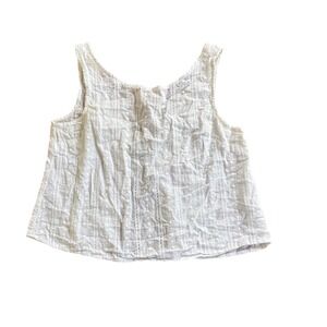 Brandy Melville White Eyelet Lace Tank Top Open Back button Cropped One Size